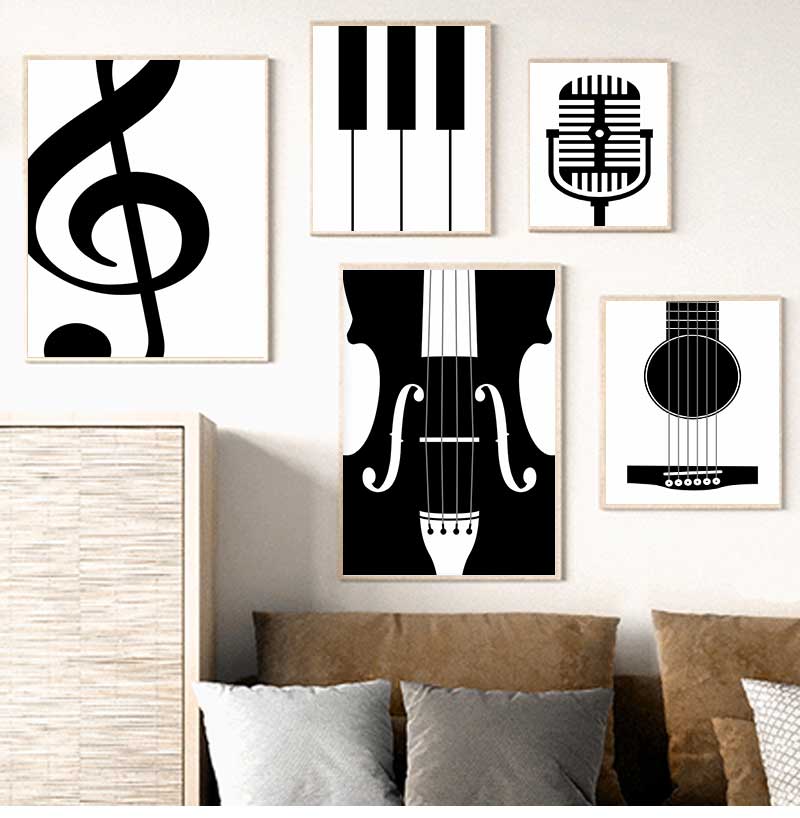 Picture Of Musical Instrument - ミニマリストの楽器ポスターとプリント,音楽愛好家,モダンアート,キャンバス絵画,壁アート,写真,家,バー,部屋の装飾