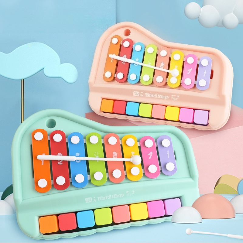 Musical Instrument Harmonium - 8音階シロフォンピアノ 2-in-1 早期教育用音楽玩具 マレット付き 赤ちゃん 幼児向け