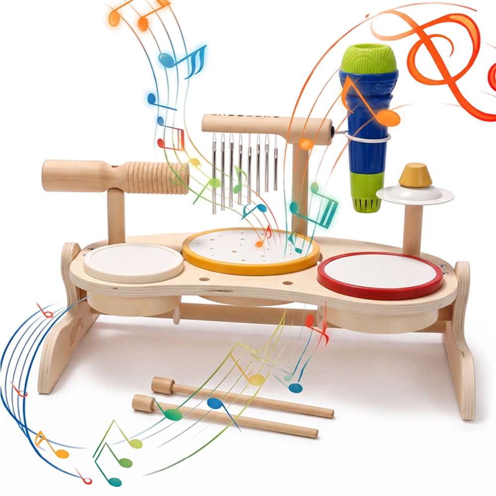 Musical Instrument Harmonium - 子供用木製ドラムセット ミュージカルトイ モンテッソーリ教育用打楽器 シロフォン ミュージックテーブル おもちゃ