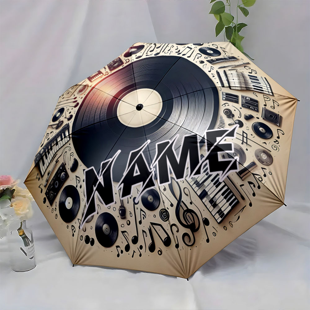名前入り折りたたみ傘。「ヴィンテージ音楽アルバムデザインと楽 - Musical Instrument And Names のレビューと価格