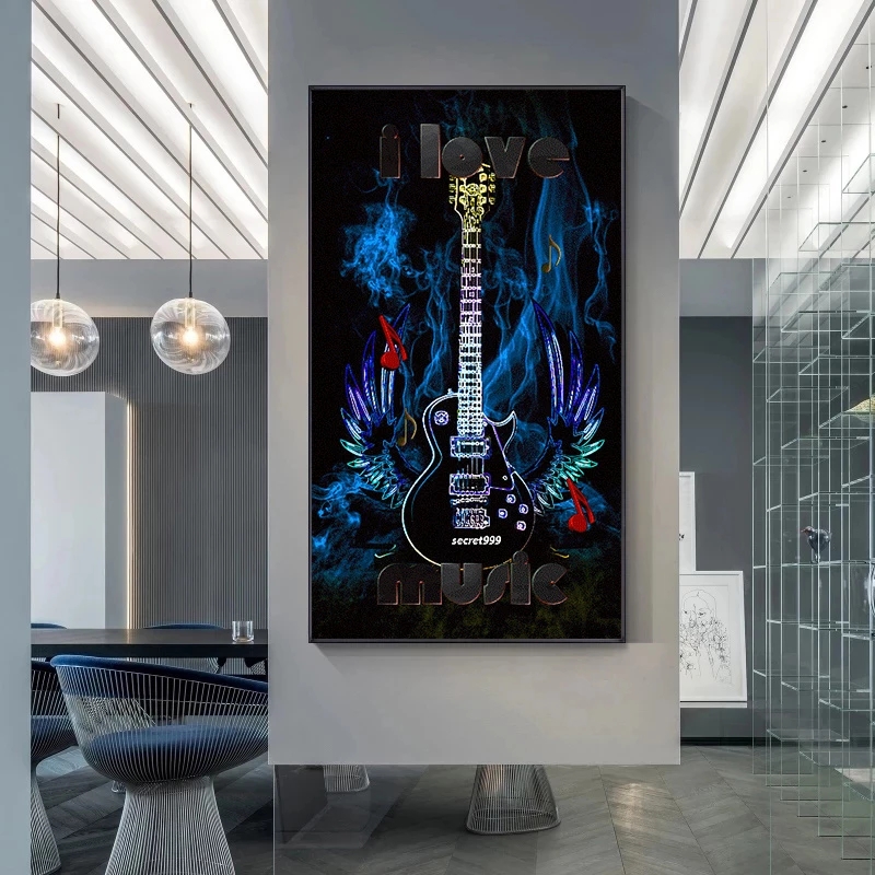 I loveミュージックアートポスター,キャンバス絵画,写真 - Picture Of Musical Instrument のレビューと価格