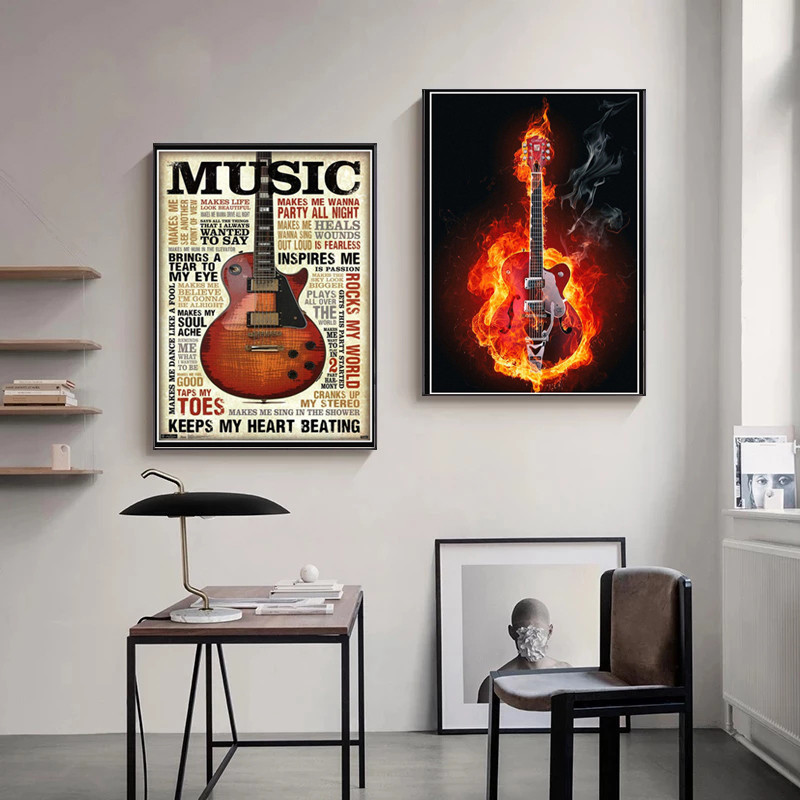 表記ギター楽器,印刷されたポスター,アート画像,リビングルー - Picture Of Musical Instrument のレビューと価格