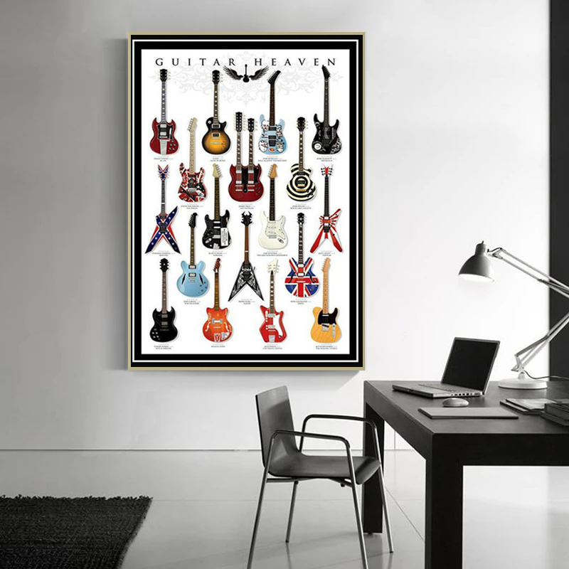 表記ギター楽器,印刷されたポスター,アート画像,リビングルー - Picture Of Musical Instrument のレビューと価格
