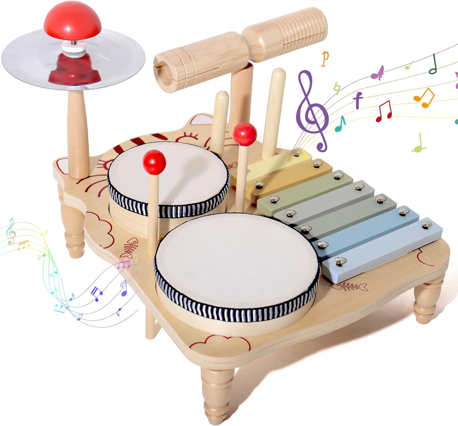 幼児用木製木琴ドラムセット、モンテッソーリベビー楽器おもちゃ - Musical Instrument Harmonium のレビューと価格