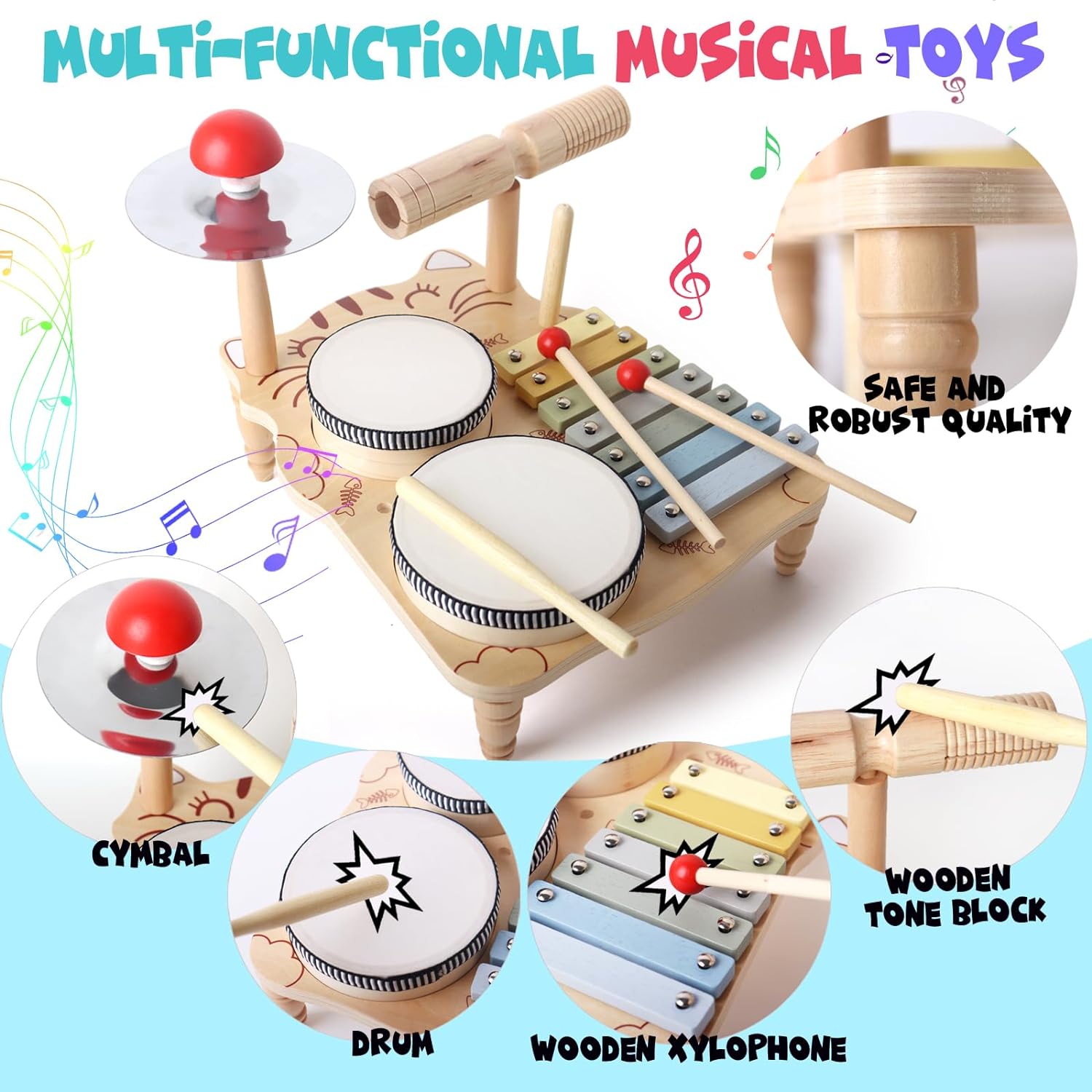 幼児用木製木琴ドラムセット、モンテッソーリベビー楽器おもちゃ - Musical Instrument Harmonium のレビューと価格