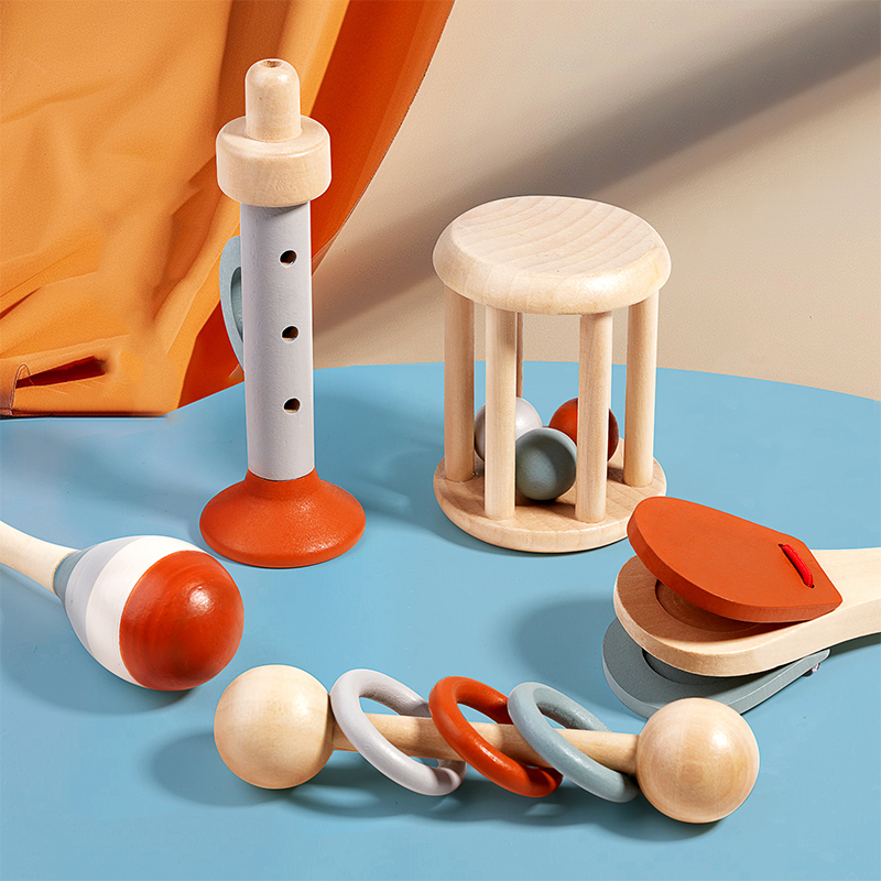 天然木製ラトルおもちゃセット モンテッソーリ楽器 感覚玩具  - Musical Instrument Harmonium のレビューと価格