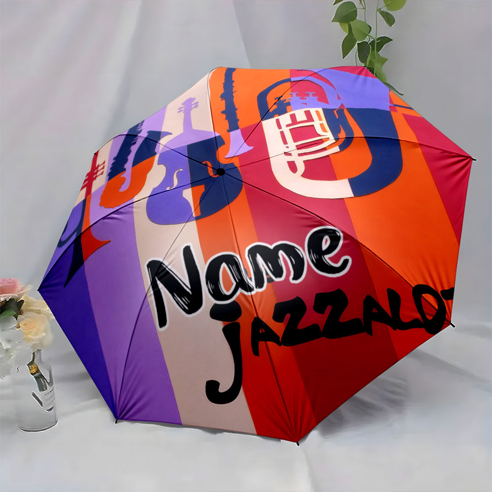 名前入りの傘、「音楽好きのためのカラフルなジャズ楽器デザイン - Musical Instrument And Names のレビューと価格