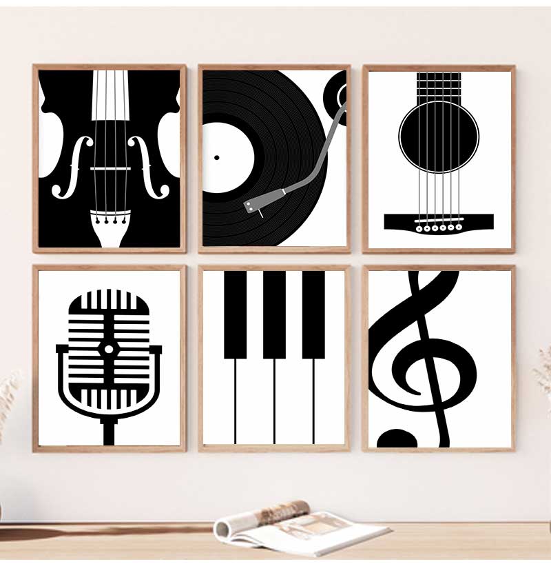 ミニマリストの楽器ポスターとプリント,音楽愛好家,モダンアー - Picture Of Musical Instrument のレビューと価格