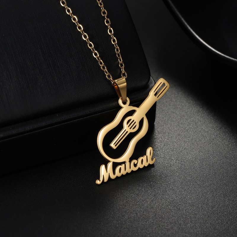 新しいカスタム名楽器ペンダントネックレスステンレス鋼チャーム - Musical Instrument And Names のレビューと価格