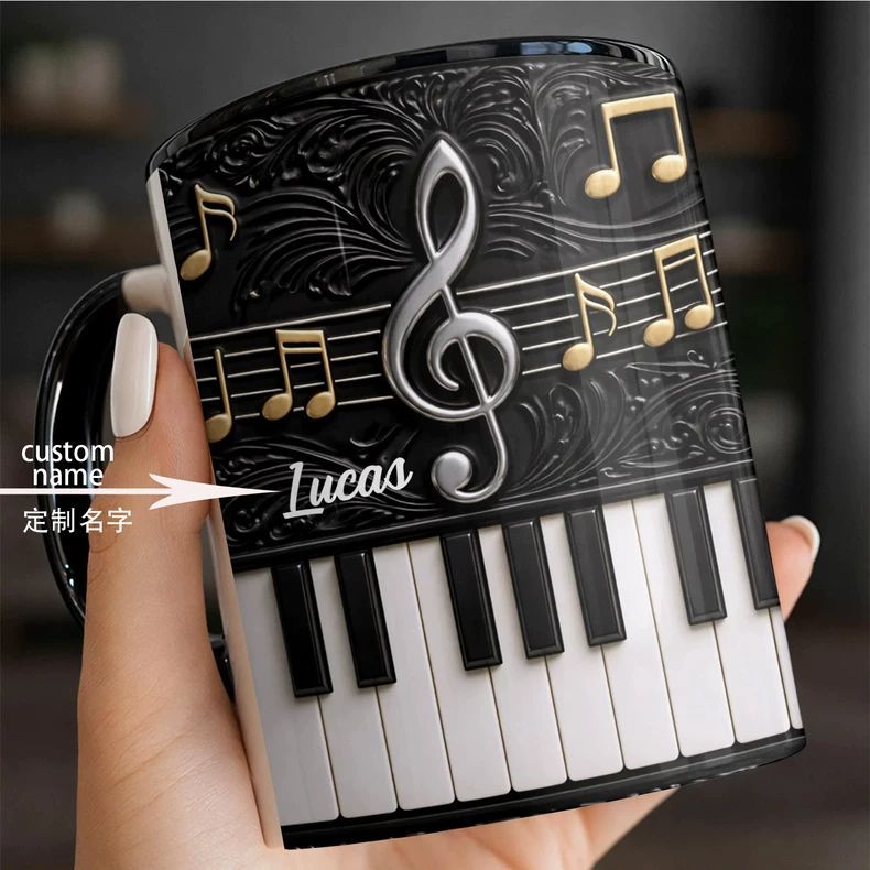 個性的なピアノ柄セラミックマグカップ　名入れ可能　ピアノ講師 - Musical Instrument And Names のレビューと価格