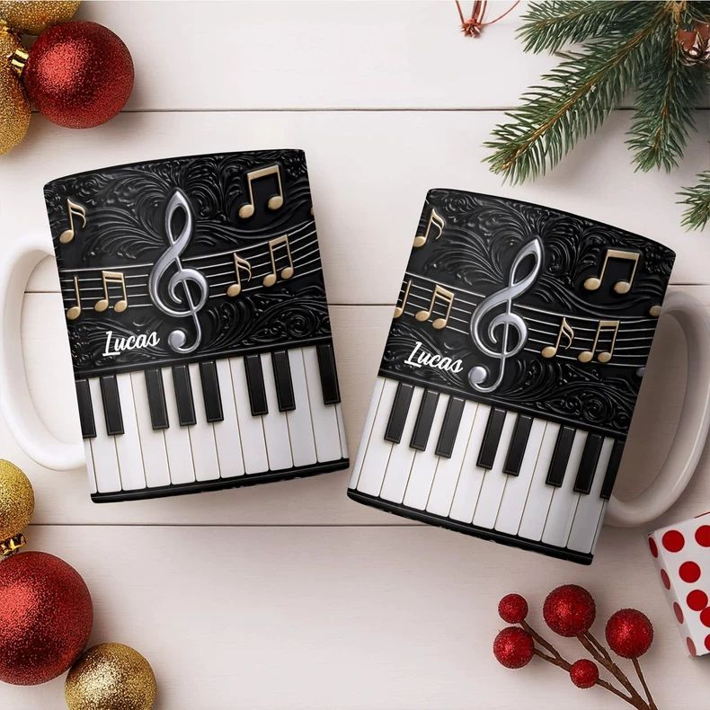 個性的なピアノ柄セラミックマグカップ　名入れ可能　ピアノ講師 - Musical Instrument And Names のレビューと価格