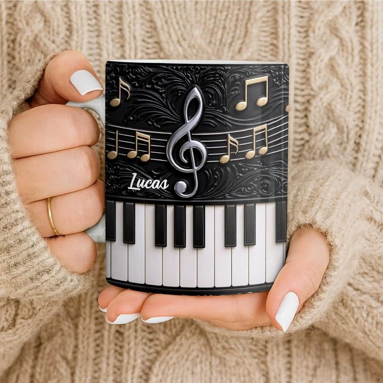 個性的なピアノ柄セラミックマグカップ　名入れ可能　ピアノ講師 - Musical Instrument And Names のレビューと価格