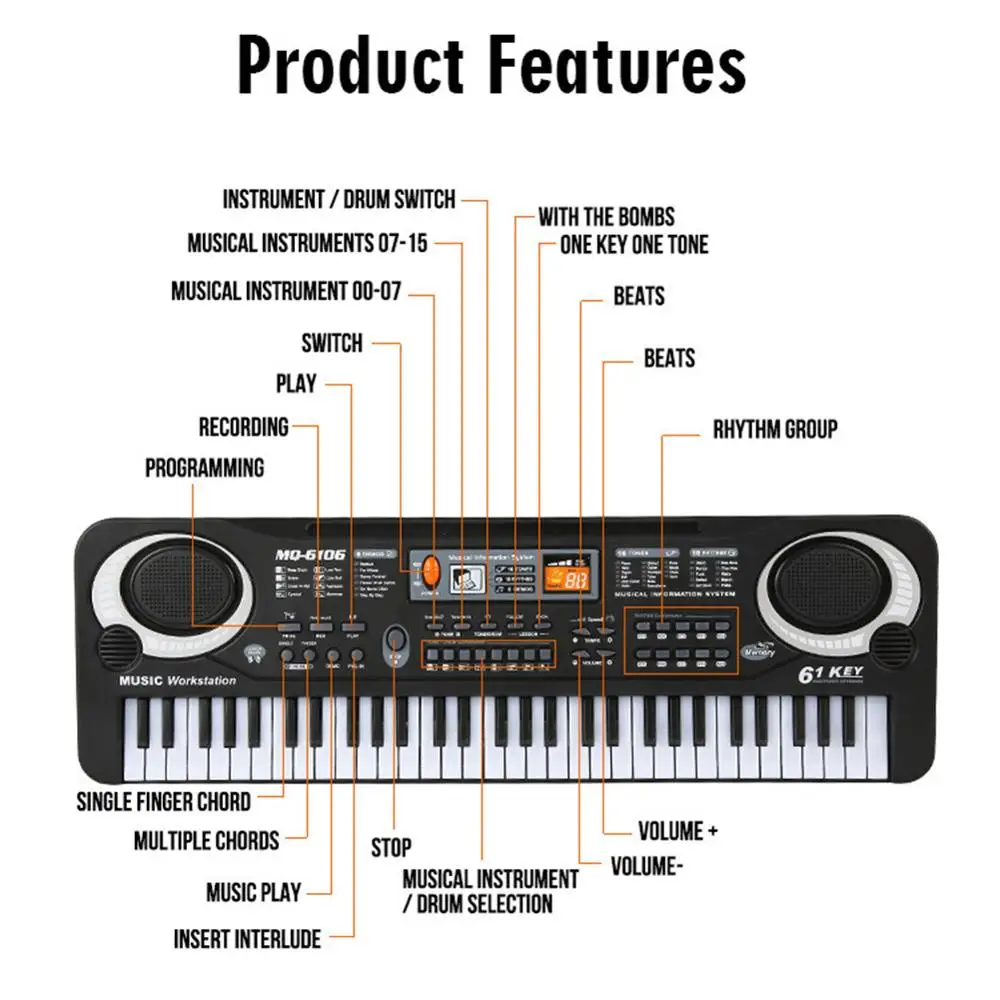 キッズ電子ピアノキーボードポータブル 61 キーオルガンマイ - Musical Instrument Harmonium のレビューと価格