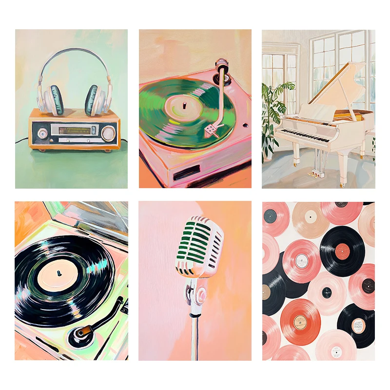 （フレームなし）レトロな音楽アートポスター、レコードプレーヤ - Picture Of Musical Instrument のレビューと価格